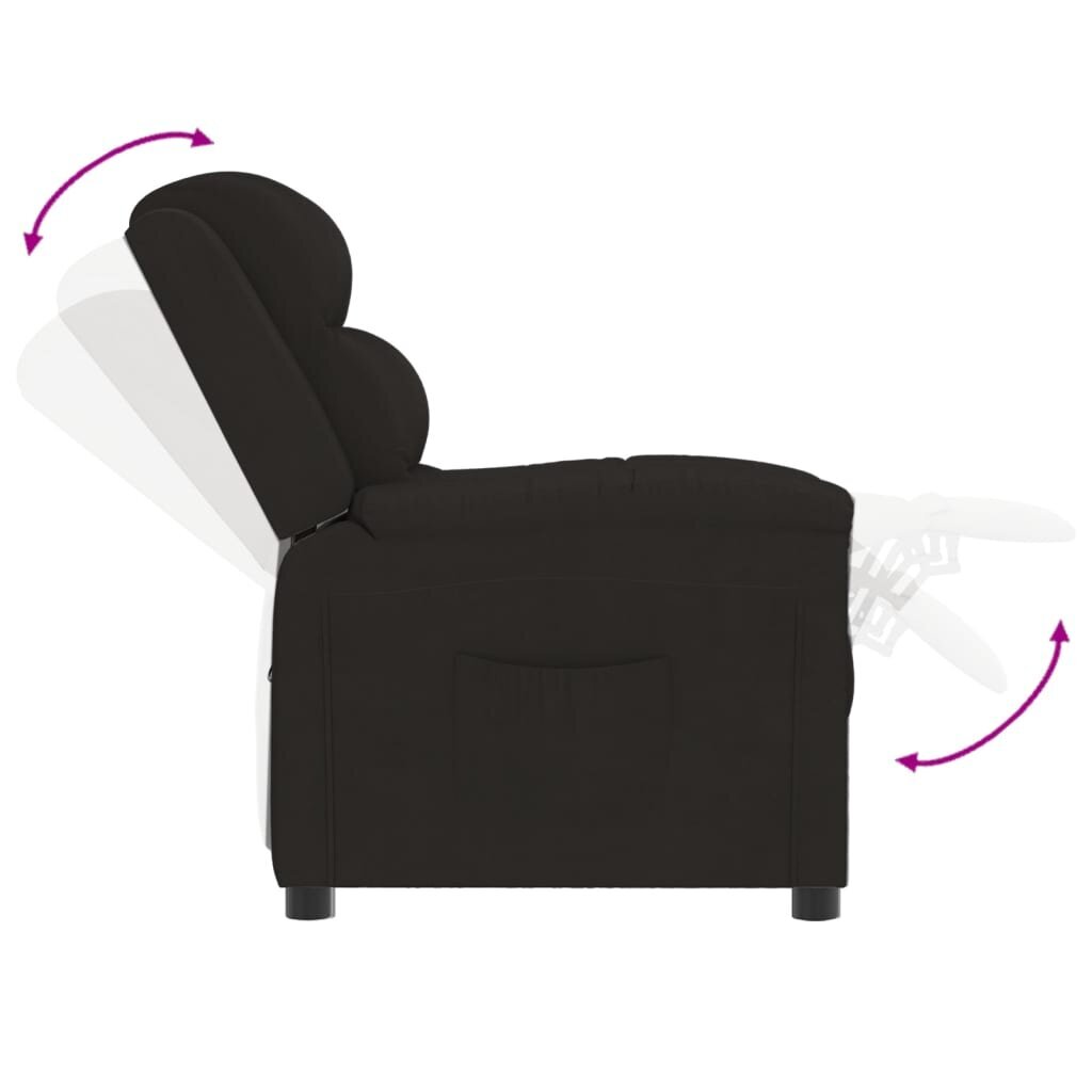 vidaXL atpūtas krēsls, atgāžams, melns samts cena un informācija | Atpūtas krēsli | 220.lv