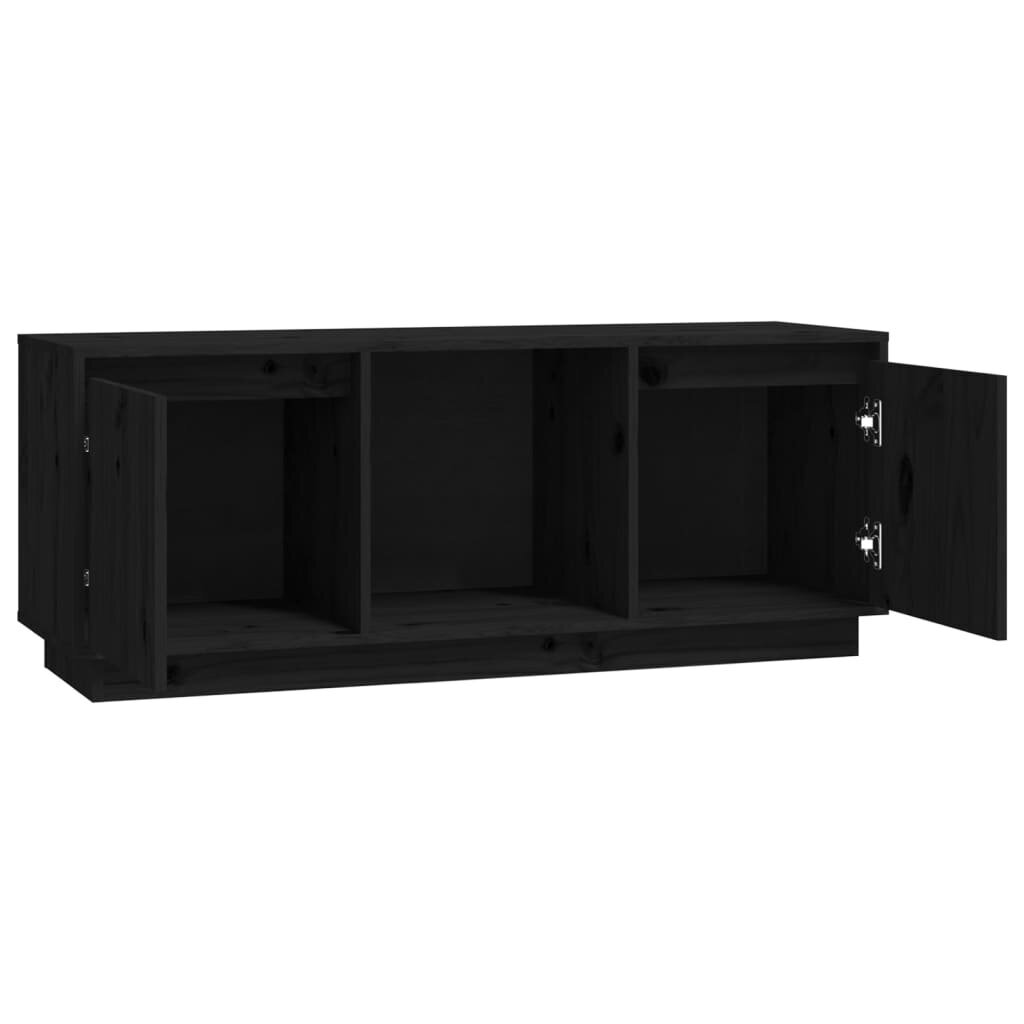 TV statīvs, melns, 110,5x35x44cm, priedes masīvkoks cena un informācija | TV galdiņi | 220.lv