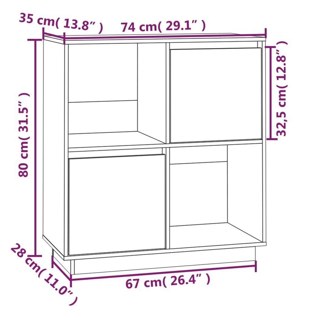 Kumode, 74x35x80cm, priedes masīvkoks cena un informācija | Skapīši viesistabai | 220.lv