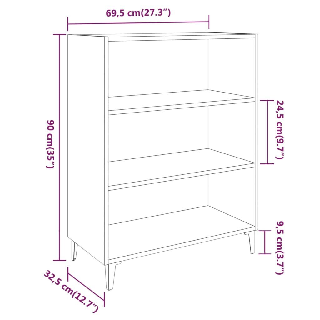 Kumode, balta, 69,5x32,5x90cm, koka, spīdīgs cena un informācija | Skapīši viesistabai | 220.lv