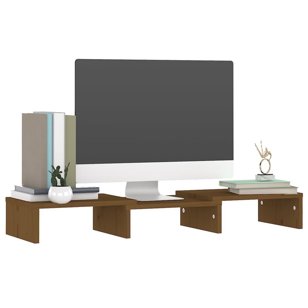 Monitora statīvs, medus brūns, 60x24x10,5cm, priedes masīvkoks cena un informācija | TV galdiņi | 220.lv