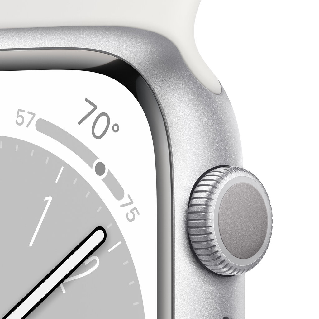 Apple Watch Series 8 45mm Silver Aluminum/White Sport Band cena un informācija | Viedpulksteņi (smartwatch) | 220.lv