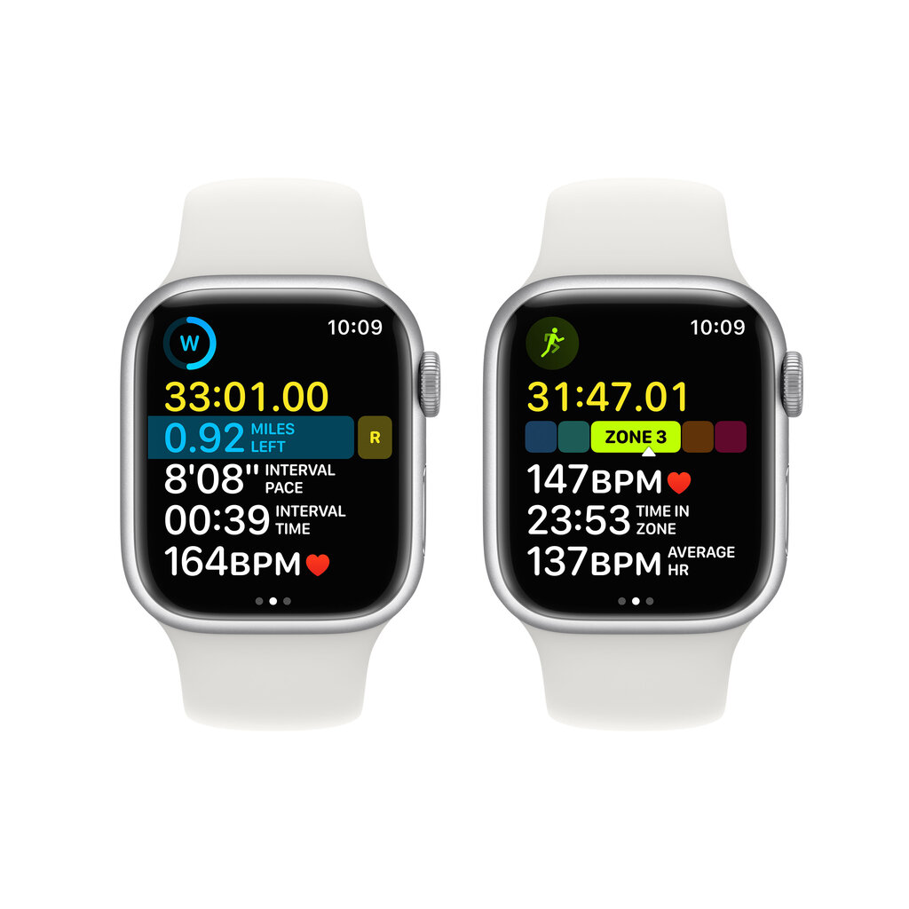 Apple Watch Series 8 GPS 45mm Silver Aluminium Case ,White Sport Band - MP6N3EL/A LV-EE cena un informācija | Viedpulksteņi (smartwatch) | 220.lv