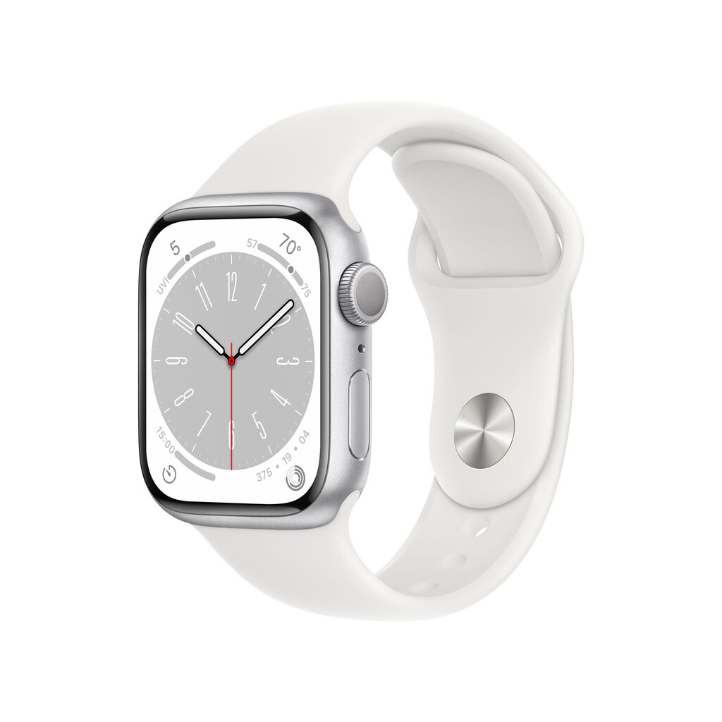 Apple Watch Series 8 GPS 45mm Silver Aluminium Case ,White Sport Band - MP6N3EL/A LV-EE цена и информация | Viedpulksteņi (smartwatch) | 220.lv