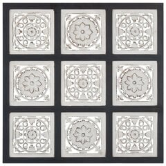 Sienas panelis, melns /balts, 60x60x1,5cm, mdf, ar rokām cirsts cena un informācija | Griestu, sienu dekoru elementi | 220.lv