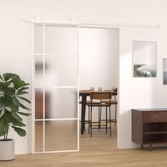 vidaXL bīdāmās durvis, 76x205 cm, ESG stikls, balts alumīnijs цена и информация | Межкомнатные двери | 220.lv