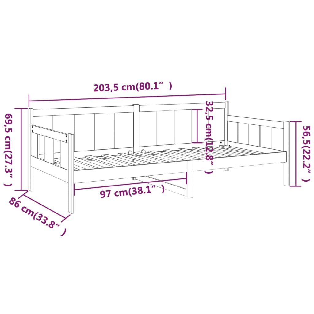 Gulta, medus brūna, 80x200cm, priedes masīvkoks cena un informācija | Gultas | 220.lv