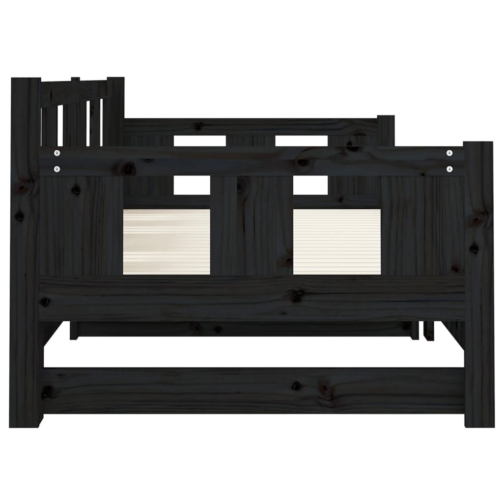 Izvelkama gulta, melna, 2x(90x200)cm, priedes masīvkoks цена и информация | Gultas | 220.lv