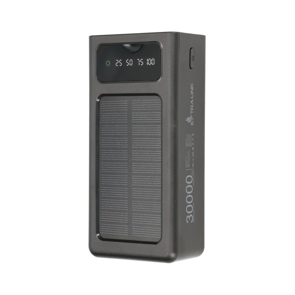 Extralink Solar EPB-093 jaudas banka 30000 mAh / 4 x USB melns cena un informācija | Lādētāji-akumulatori (Power bank) | 220.lv