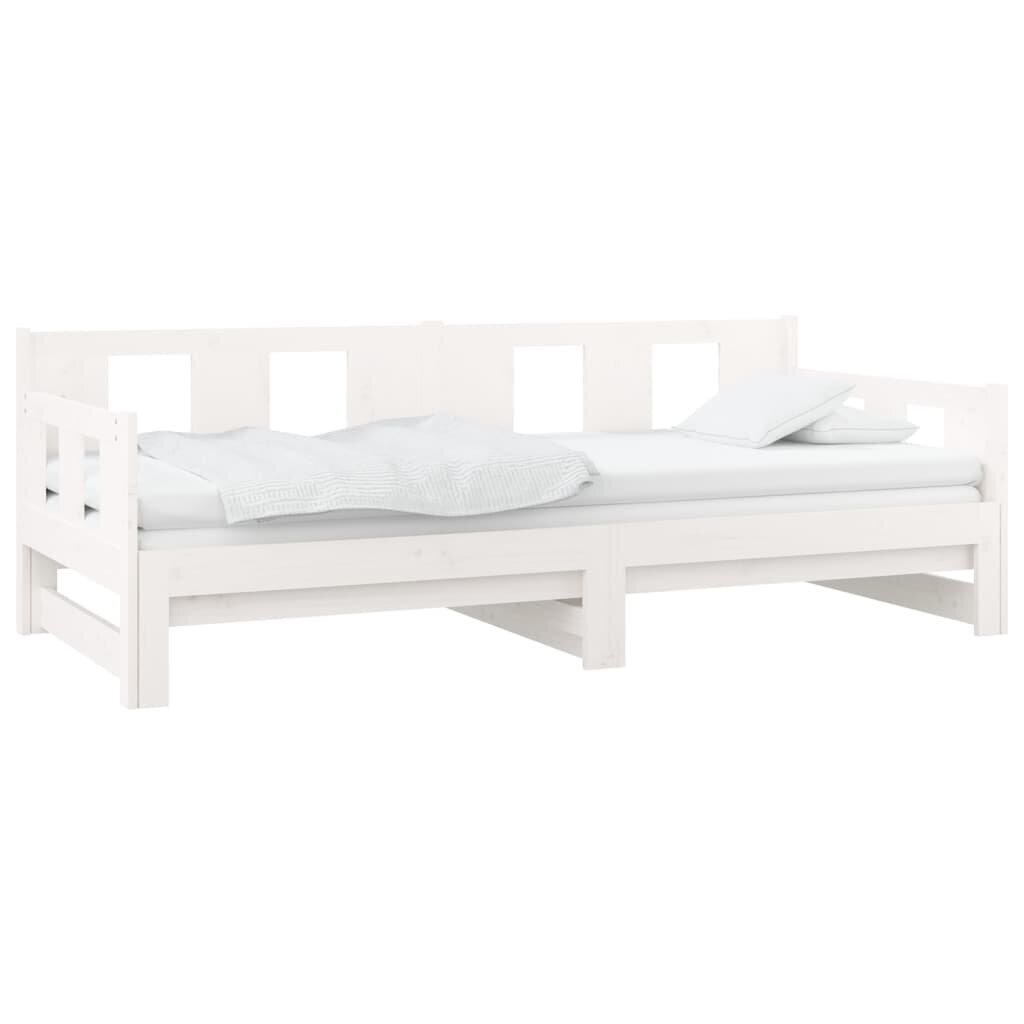 Izvelkama gulta vidaXL, 2x(90x190)cm, balts cena un informācija | Gultas | 220.lv