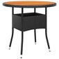vidaXL dārza galds, Ø80x75 cm, akācijas koks, melna PE rotangpalma cena un informācija | Dārza galdi | 220.lv