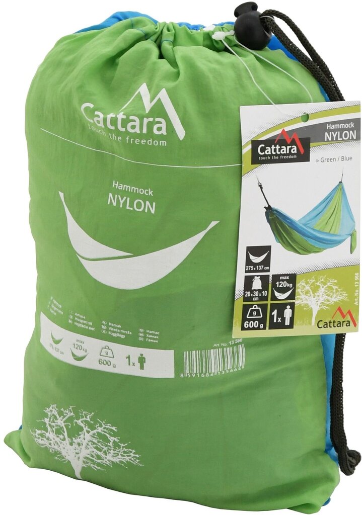 Šūpuļtīkls Cattara Nylon – zaļi zils 275 x 137 cm cena un informācija | Šūpuļtīkli | 220.lv