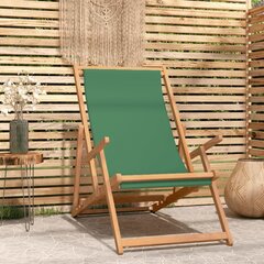 vidaXL saliekams pludmales krēsls, masīvs tīkkoks, zaļš cena un informācija | Dārza krēsli | 220.lv