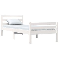 vidaXL gultas rāmis, balts, masīvkoks, 90x200 cm cena un informācija | Gultas | 220.lv