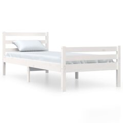 vidaXL gultas rāmis, balts, masīvkoks, 90x200 cm цена и информация | Кровати | 220.lv