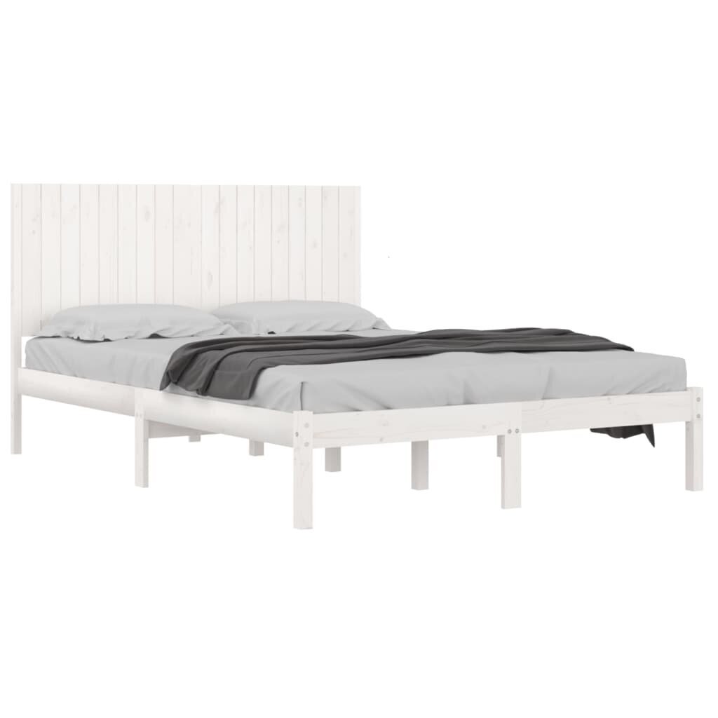 vidaXL gultas rāmis, balts, masīvkoks, 180x200 cm, 6FT, King izmērs cena un informācija | Gultas | 220.lv