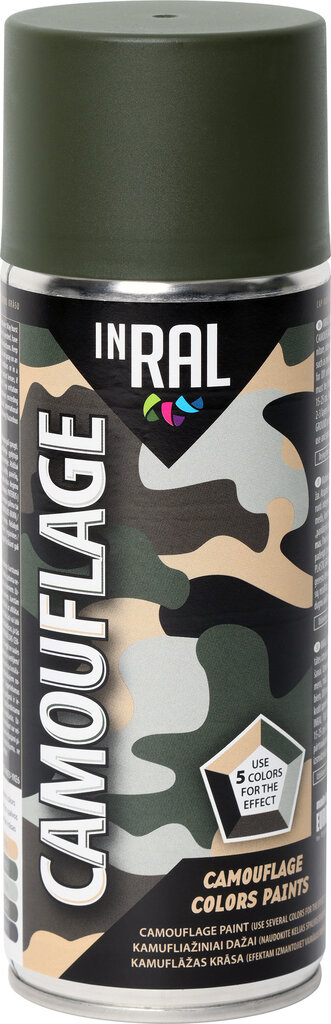 INRAL Camouflage RAL9021, bronzas zaļa, matēta, 400ml āra krāsa cena un informācija | Krāsas | 220.lv