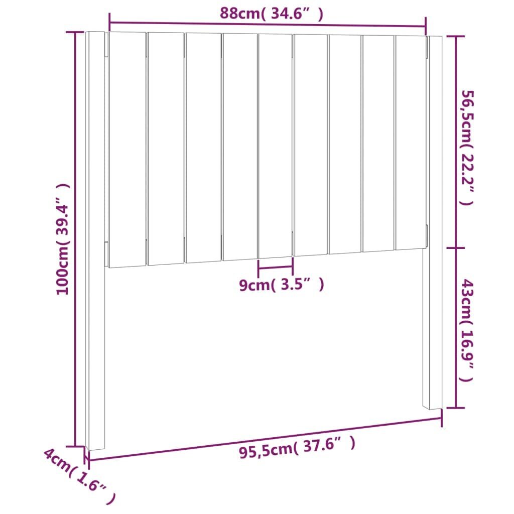 Gultas galvgalis, medus brūns, 95,5x4x100cm, priedes masīvkoks цена и информация | Gultas | 220.lv