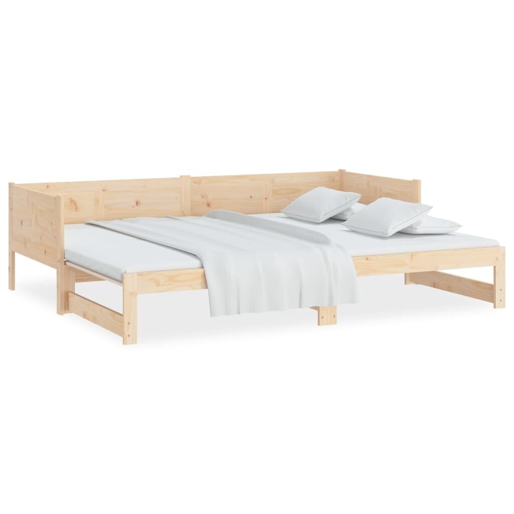 Izvelkama gulta, 2x(90x200)cm, priedes masīvkoks цена и информация | Gultas | 220.lv