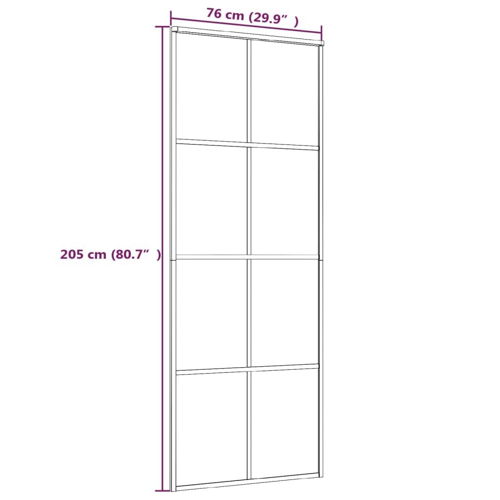 vidaXL bīdāmās durvis, 76x205 cm, matēts ESG stikls, balts alumīnijs cena un informācija | Iekšdurvis | 220.lv