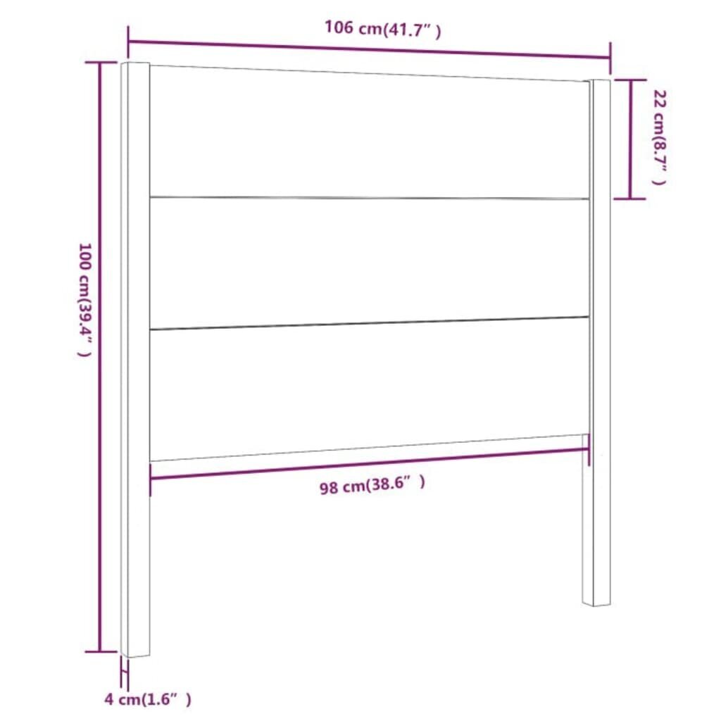 vidaXL galvgalis, 106x4x100 cm, priedes masīvkoks цена и информация | Gultas | 220.lv