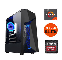 Gamer Ryzen 7 5700G 8GB DDR4 1TB SSD NVME 1TB HDD RX 580 4GB Windows 10 Stacionārais dators цена и информация | Стационарные компьютеры | 220.lv