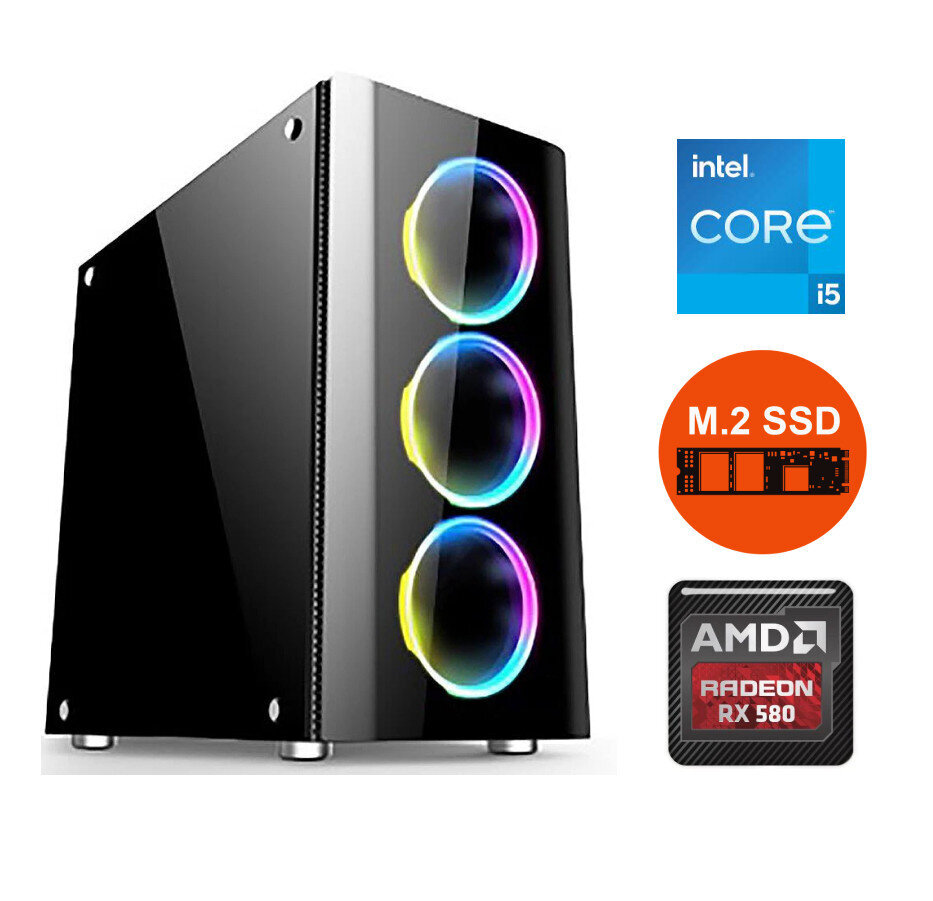 Gamer i5-10500 32GB 256GB SSD NVME 1TB HDD RX580 4GB Windows 10 Stacionārais dators cena un informācija | Stacionārie datori | 220.lv