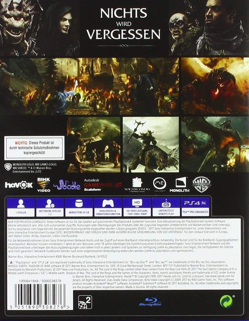 Spēle Vidējais -Zeme: kara standarta izdevums - [PlayStation 4] cena un informācija | Datorspēles | 220.lv