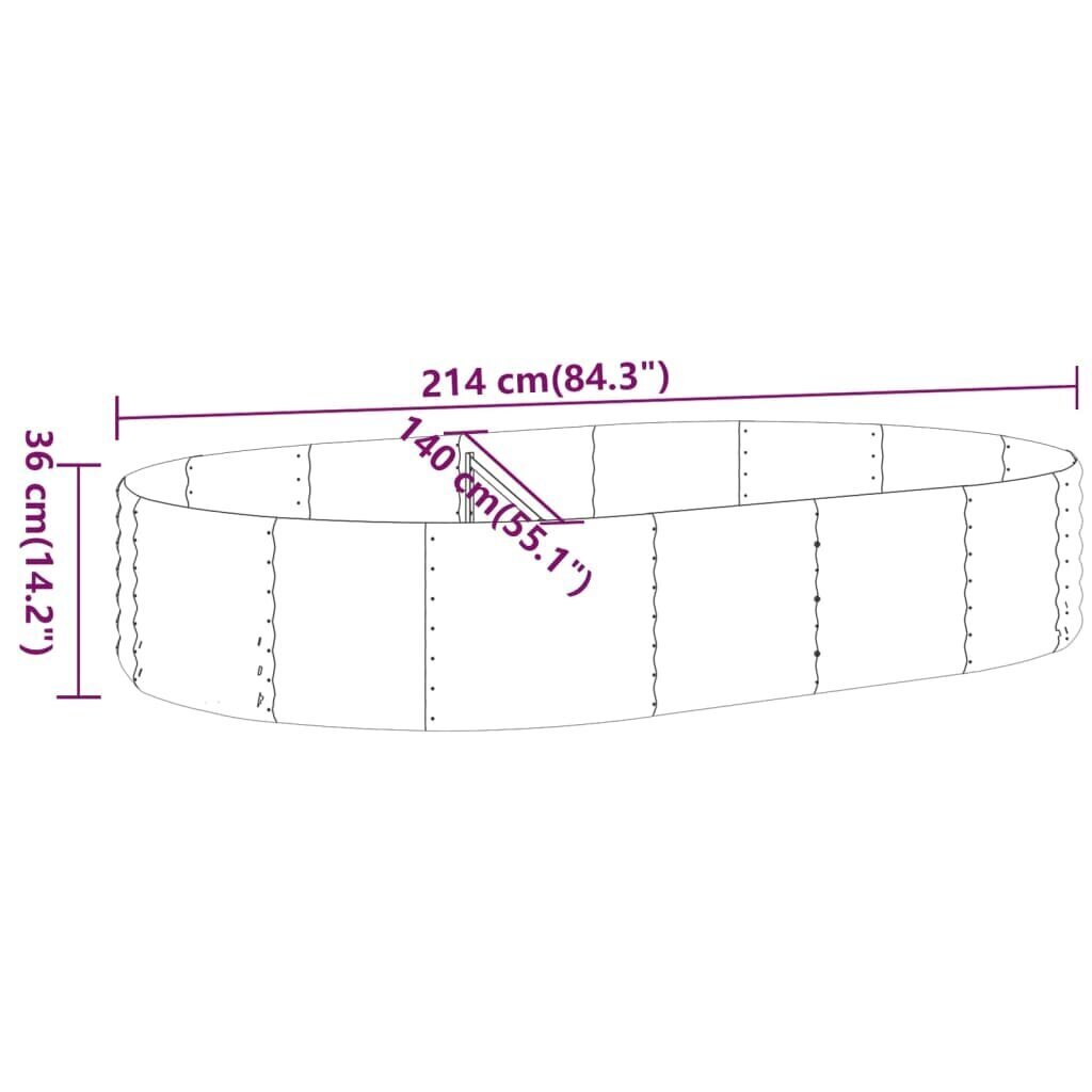 Dārza gulta, brūns, 214x140x36cm, tērauda cena un informācija | Balkona kastes | 220.lv