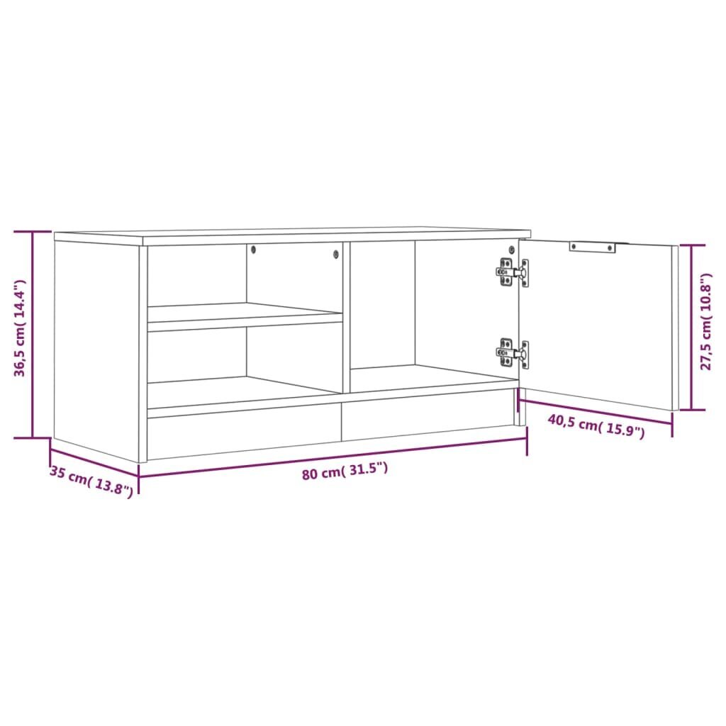 TV statīvs, melna, 80x35x36,5cm, apstrādāta koka cena un informācija | TV galdiņi | 220.lv