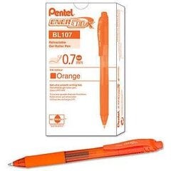 Gēla pildspalva ar slēdzi EnerGel X 0.7mm oranža Pentel/12 цена и информация | Письменные принадлежности | 220.lv