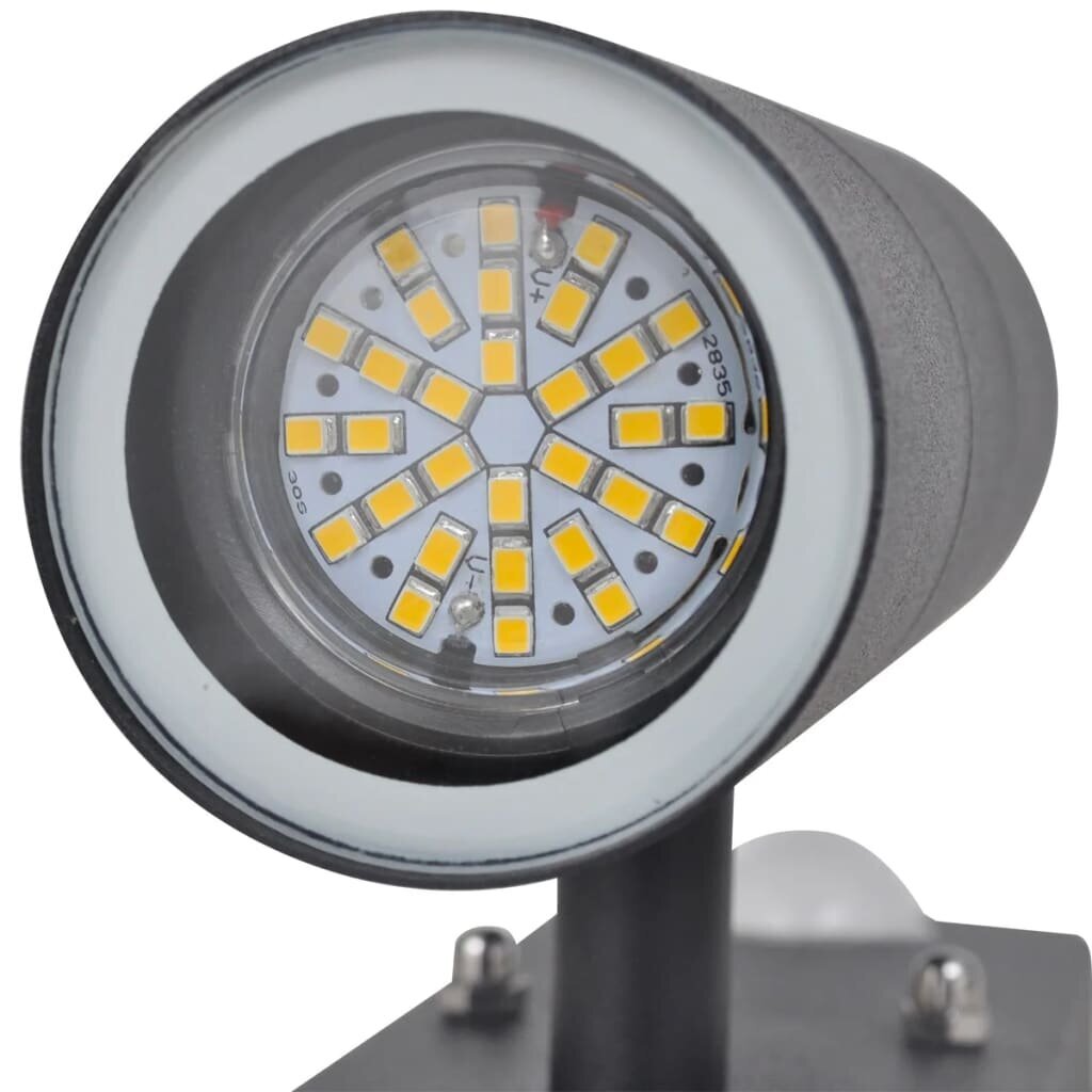 Melna siena no nerūsējošā, LED lampa ar sensoru, cilindru cena un informācija | Āra apgaismojums | 220.lv
