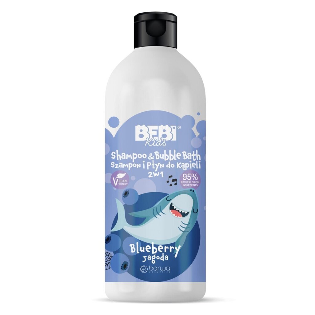 Šampūns un vannas losjons bērniem Barwa Bebi Kids Shampoo & Bubble Bath 2in1 Blueberry, 500 ml cena un informācija | Bērnu kosmētika, līdzekļi jaunajām māmiņām | 220.lv
