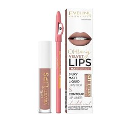Matēta lūpu krāsa Eveline Oh My Lips Liquid Matt Lipstick, 4.5 ml + lūpu zīmulis Contour Lip Liner 11 Cookie Milkshake цена и информация | Помады, бальзамы, блеск для губ | 220.lv