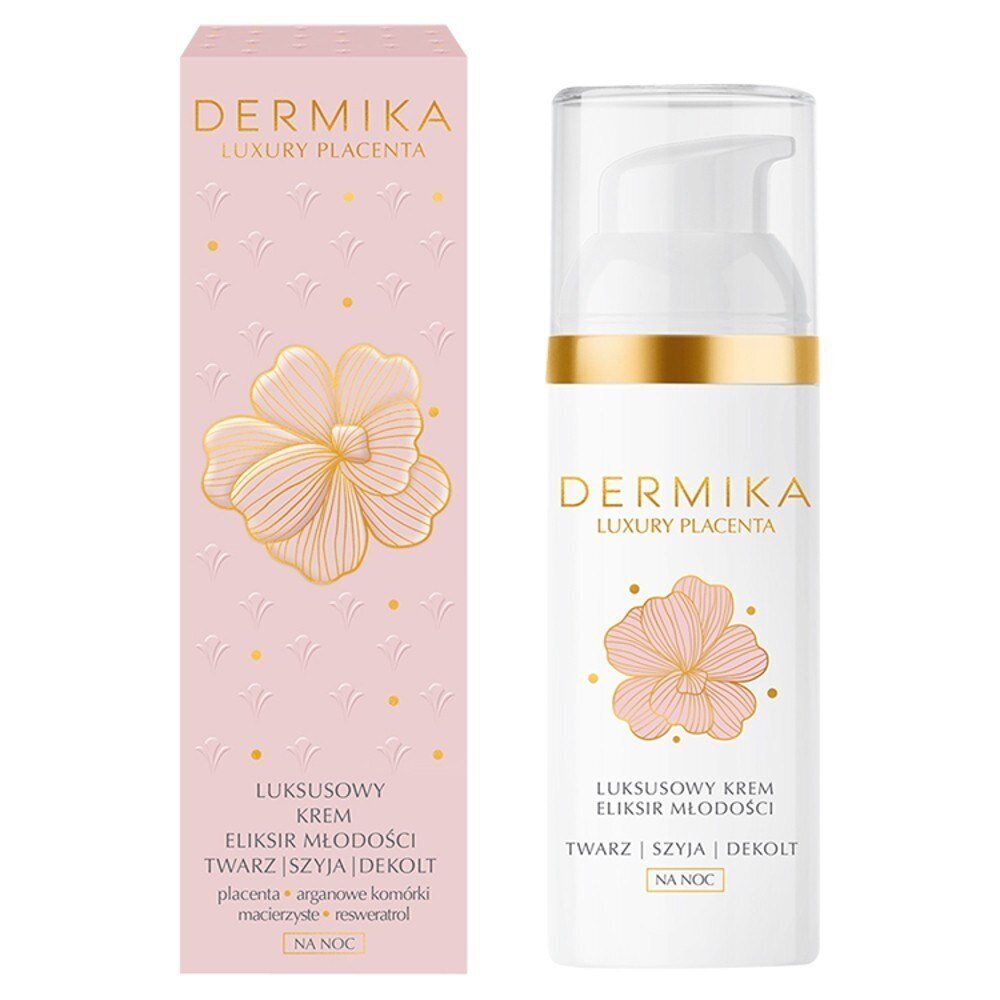 Grezns krēms-jaunības eliksīrs sejai, kaklam un dekoltē Dermika Luxury Placenta, 50 ml цена и информация | Serumi sejai, eļļas | 220.lv