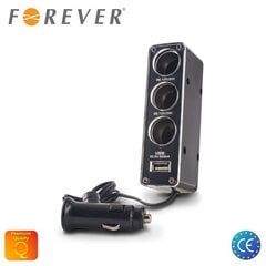 Forever 12/24V Socket splitter + USB 500mAh lādētājs (auto strāvas 12/24V ligzdas sadalītājs no 1 uz 3 ar vadu) cena un informācija | Forever Auto audio tehnika | 220.lv