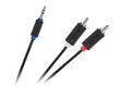 Cabletech Audio Vads 3.5 mm (M) -> 2 x RCA (M) 1.8m Melns cena un informācija | Kabeļi un vadi | 220.lv