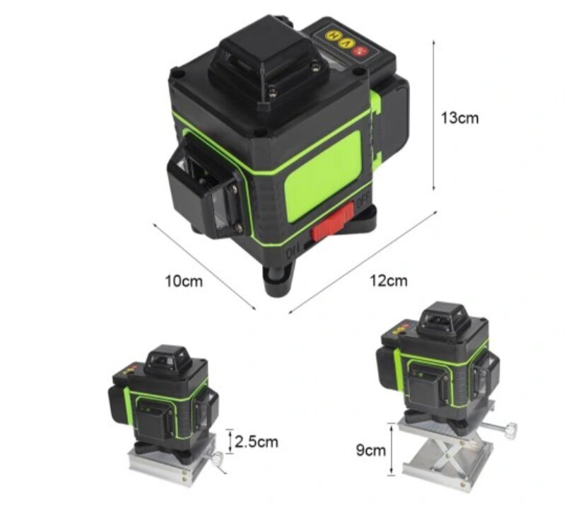 Lāzera līmeņa mērītājs, 12 lāzera līnijas, 360 4D 30m cena un informācija | Rokas instrumenti | 220.lv
