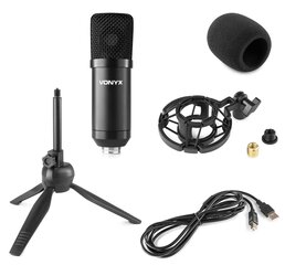 Vonyx CM300B studijas mikrofons USB melns cena un informācija | Mikrofoni | 220.lv