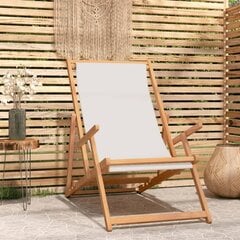 vidaXL saliekams pludmales krēsls, masīvs tīkkoks, bēšs cena un informācija | Dārza krēsli | 220.lv