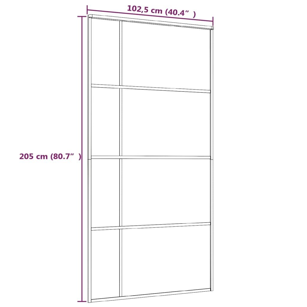 vidaXL bīdāmās durvis, 102,5x205 cm, ESG stikls, balts alumīnijs цена и информация | Iekšdurvis | 220.lv