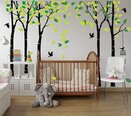 Sienas uzlīme Liels džungļu koks, atkārtoti lietojams un noņemams, viegli uzlīmējams, tīklojums, ar rokām apgleznotas stila uzlīmes un uzlīmes istabas dekorācijas bērnu istabas guļamistabas viesistabas vinila uzlīmes 1 gab. (264x180 cm)