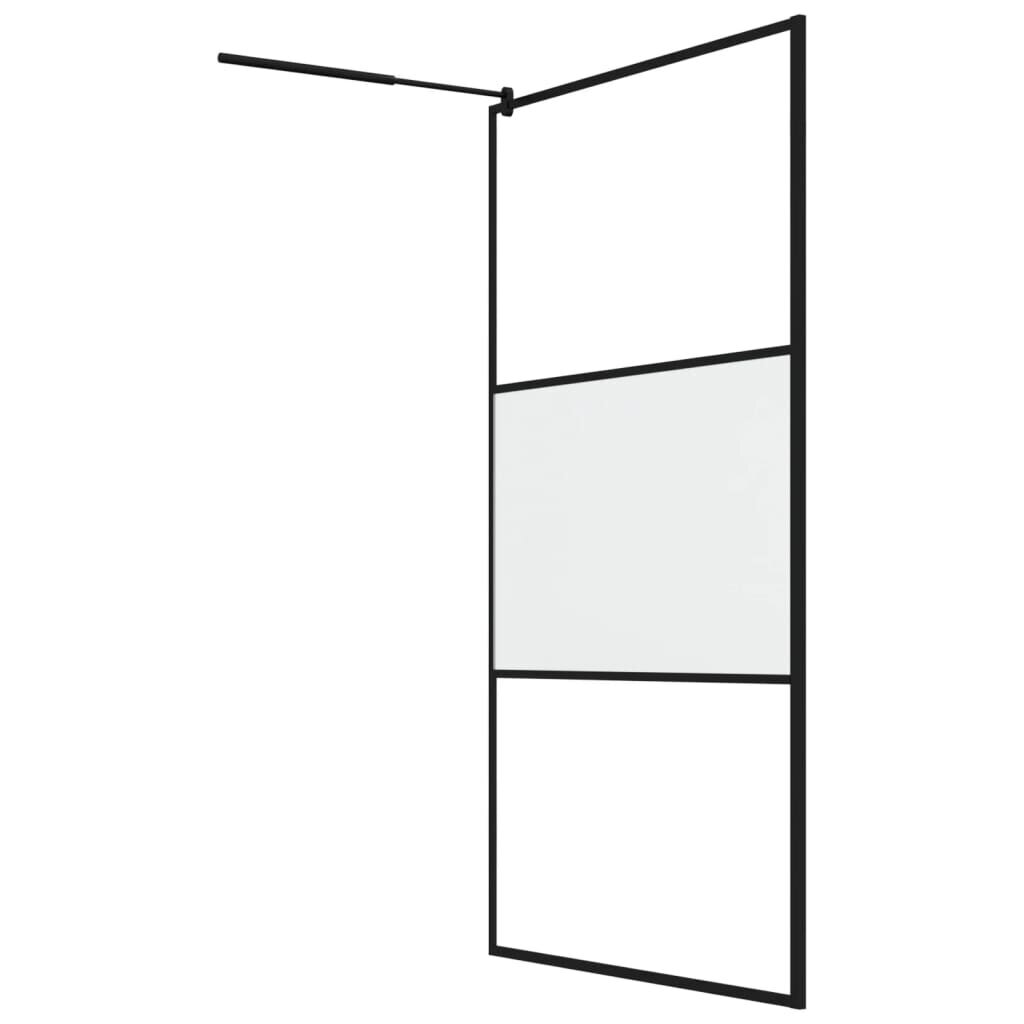 Dušas siena, melna, 115x195cm, esg stikls, matēts cena un informācija | Dušas durvis, dušas sienas | 220.lv