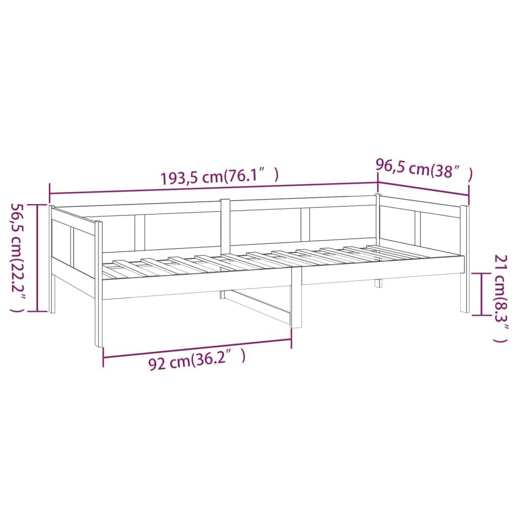 Gulta, medus brūna, 90x190cm, priedes masīvkoks cena un informācija | Gultas | 220.lv