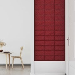 vidaXL sienas paneļi, 12 gab., vīna sarkani, 30x15 cm, audums, 0,54 m² cena un informācija | Griestu, sienu dekoru elementi | 220.lv