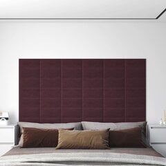vidaXL sienas paneļi, 12 gab., violeti, 30x15 cm, audums, 0,54 m² cena un informācija | Griestu, sienu dekoru elementi | 220.lv