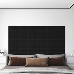 vidaXL sienas paneļi, 12 gab., melni, 30x15 cm, audums, 0,54 m² цена и информация | Элементы декора для стен, потолка | 220.lv