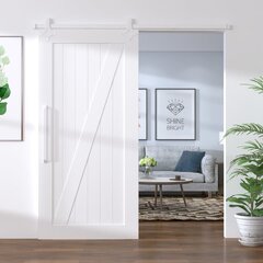 Bīdāmo durvju furnitūras komplekts, balts, 200 cm, tērauda cena un informācija | Durvju stopētāji un citi aksesuāri | 220.lv