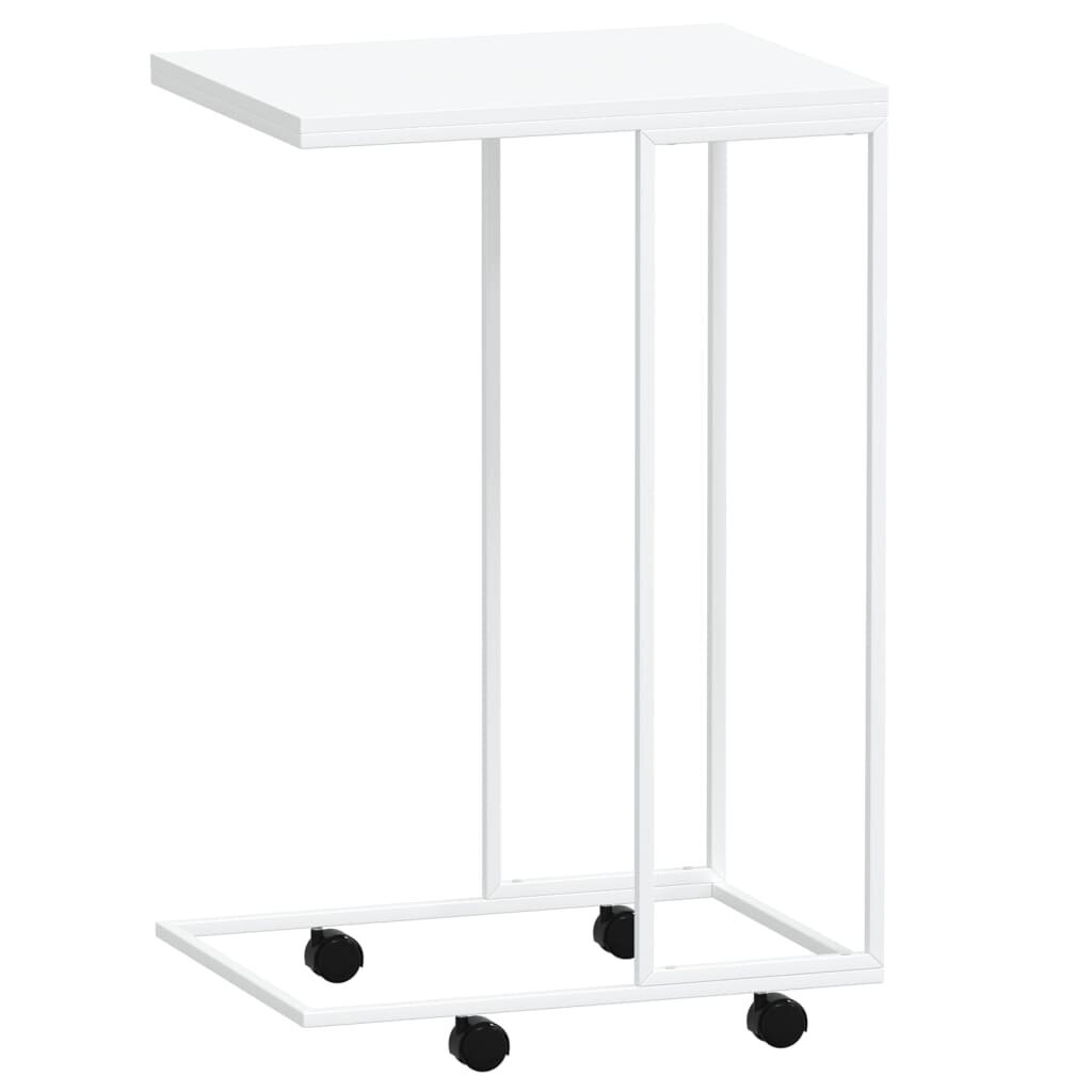 Sānu galds ar riteņiem, baltas, 40x30x63,5 cm, koka цена и информация | Žurnālgaldiņi | 220.lv