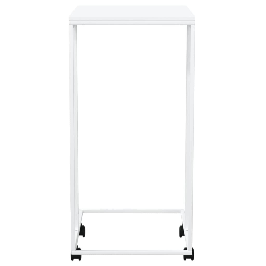 Sānu galds ar riteņiem, baltas, 40x30x63,5 cm, koka цена и информация | Žurnālgaldiņi | 220.lv